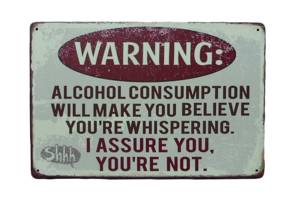 Metalen bord Warning alcohol