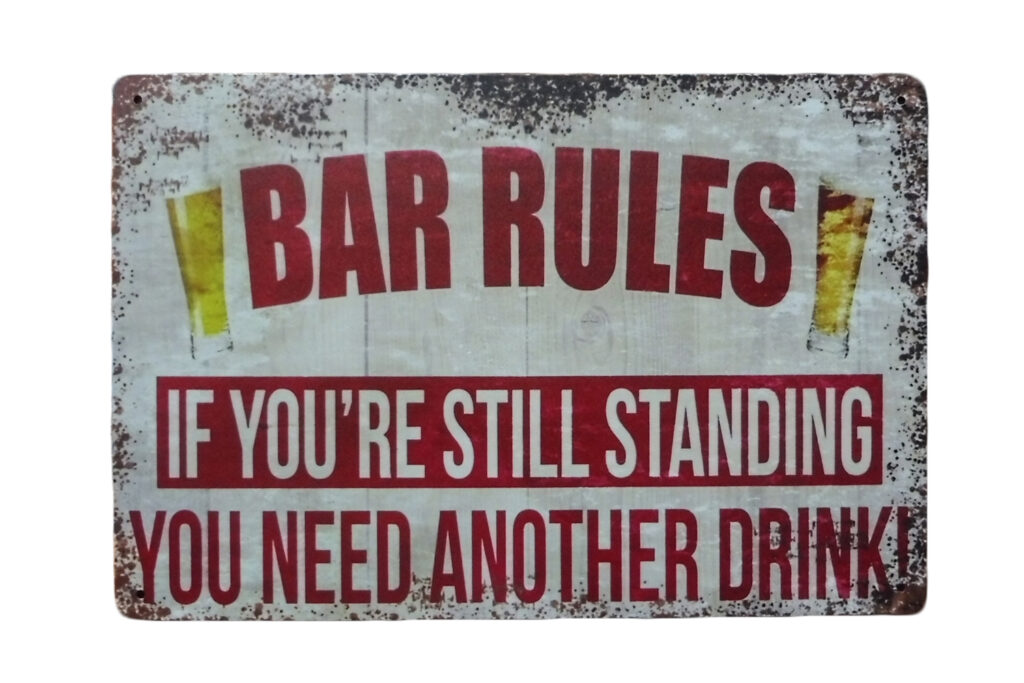 Metalen bord Bar rules