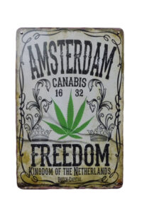 Metalen bord Amsterdam Canabis