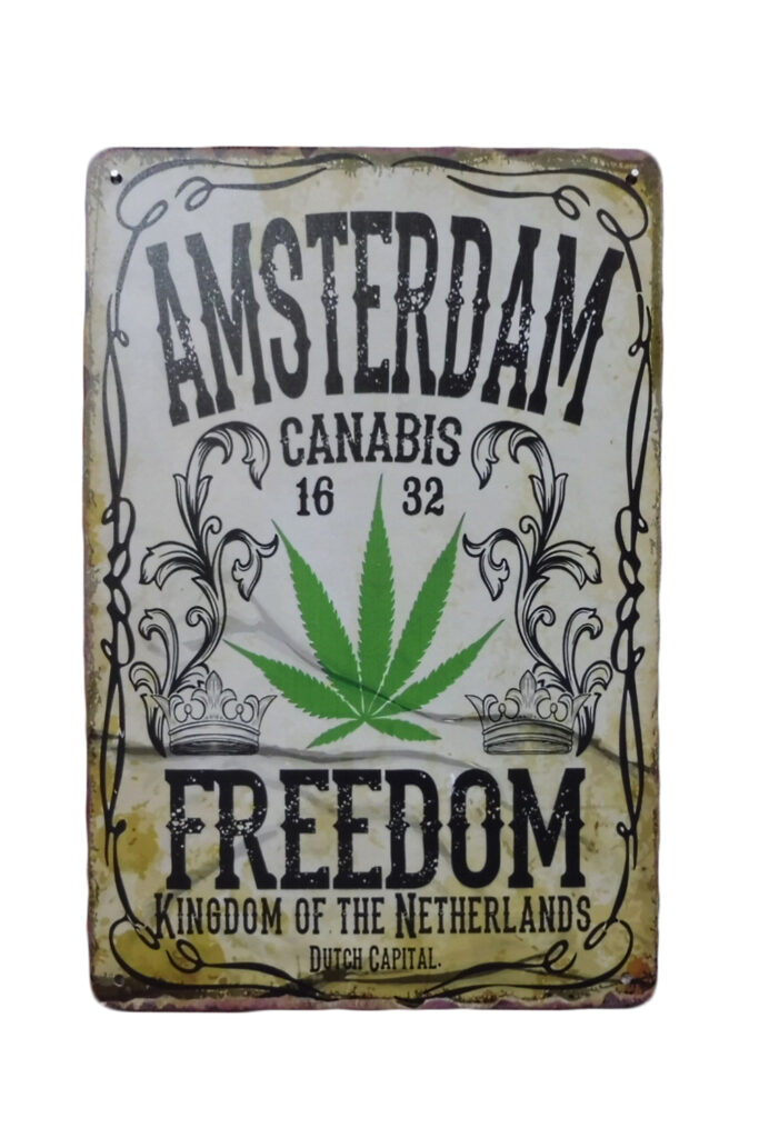 Metalen bord Amsterdam Canabis