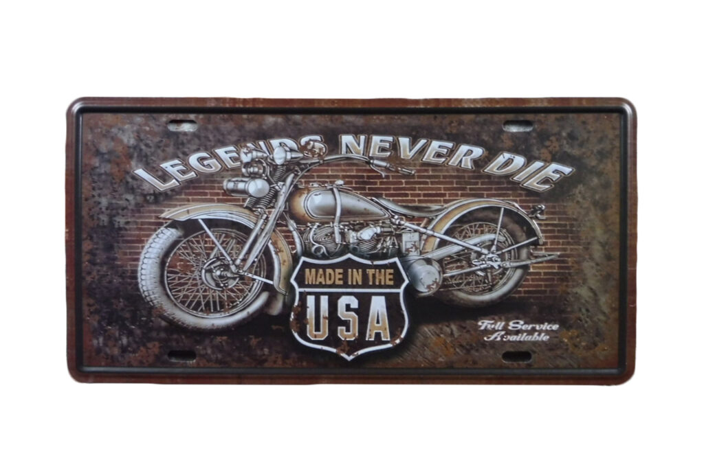Metalen bord Legends never die