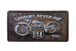 Metalen bord Legends never die