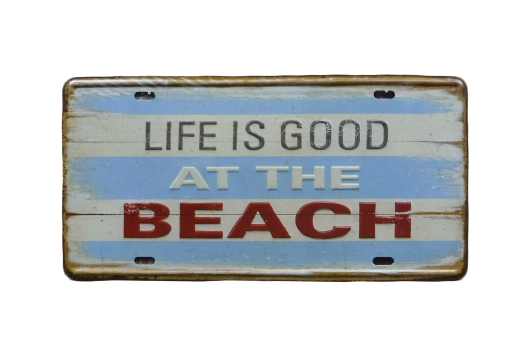 Metalen bord life is good