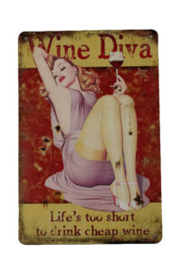 Metalen bord Wine diva