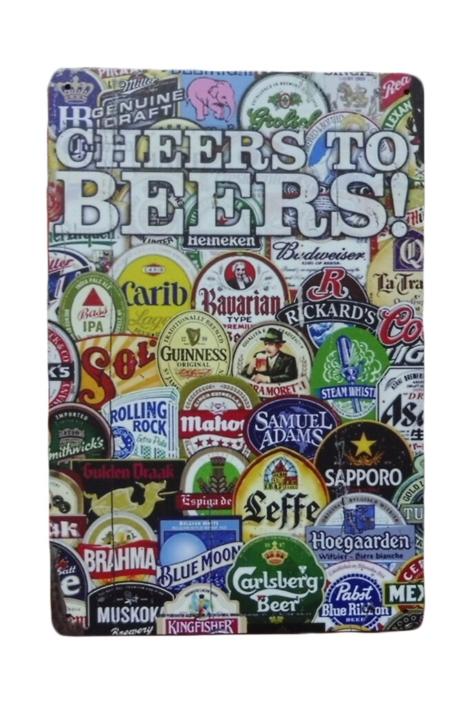 Metalen bord Cheers to beers
