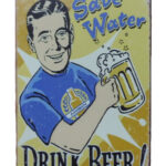 Metalen bord Save water