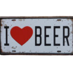 Metalen bord I love beer