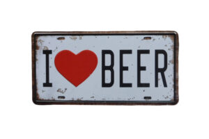 Metalen bord I love beer