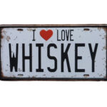 Metalen bord I love Whiskey