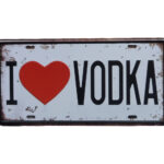 Metalen bord I love Vodka