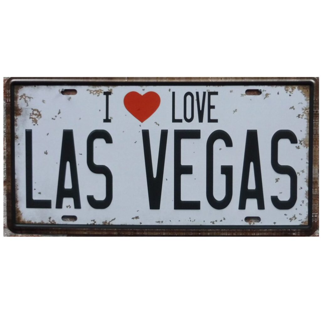 Metalen bord I love Las Vegas