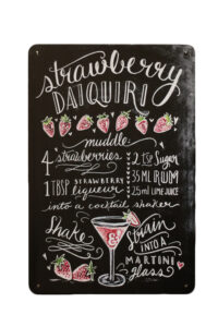 Metalen bord Strawberry Daiquiri