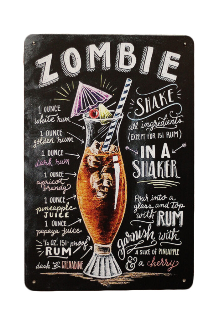 Metalen bord Zombie