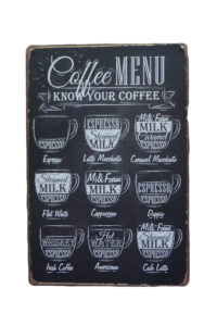 Metalen bord Coffee menu