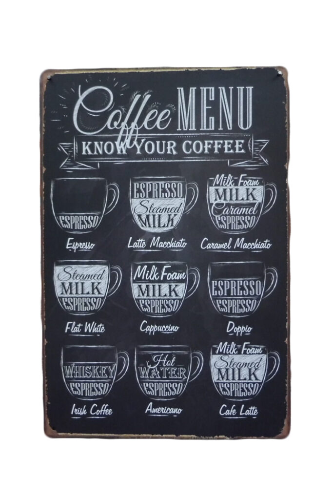 Metalen bord Coffee menu