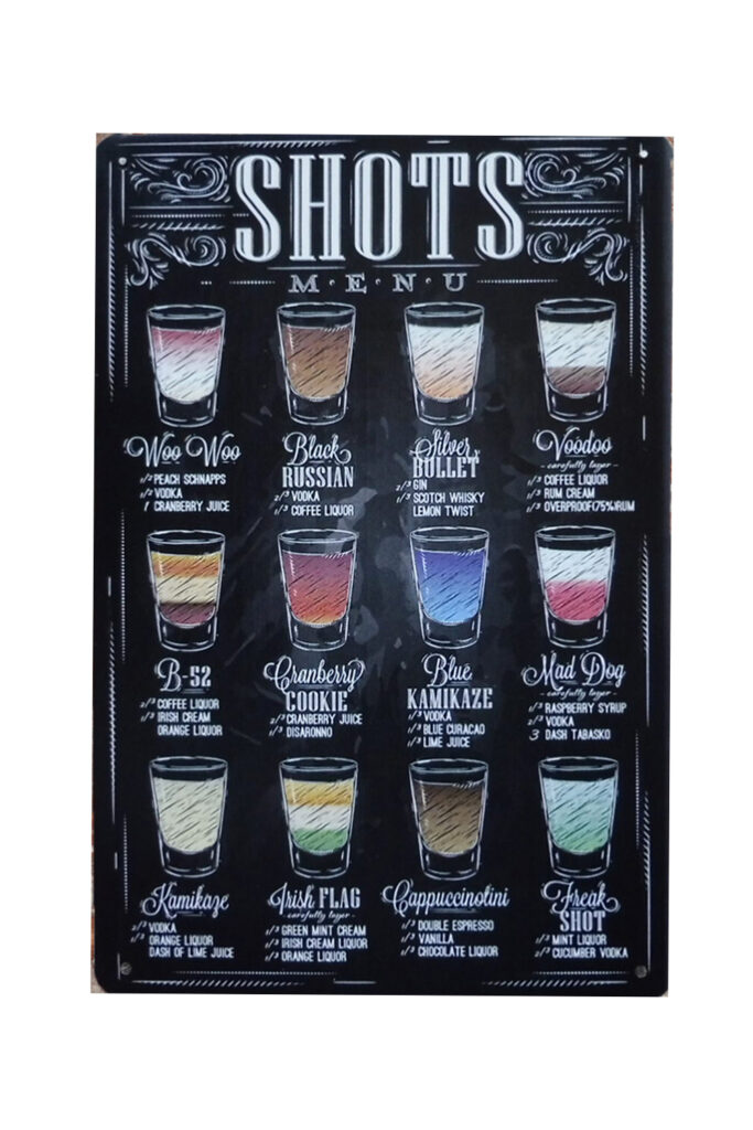 Metalen bord Shots