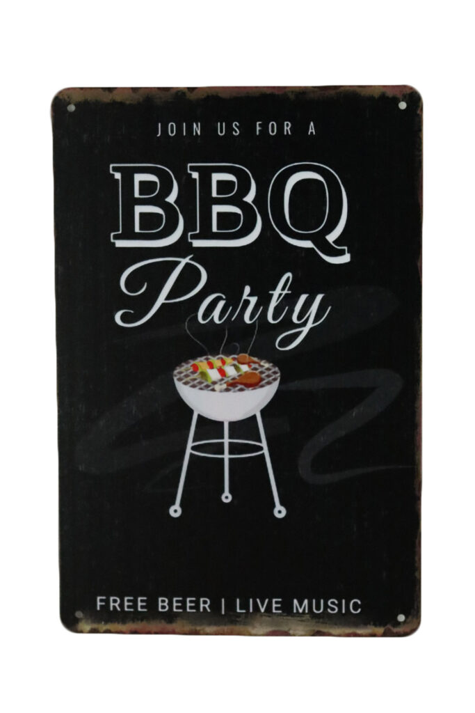 Metalen bord Join us BBQ party
