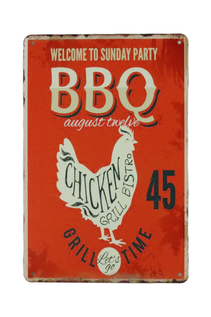 Metalen bord Sunday party BBQ