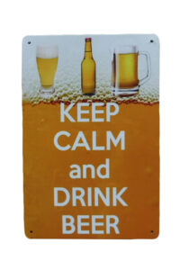 Metalen bord keep calm drink beer