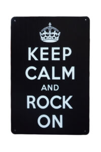 Metalen bord keep calm rock on