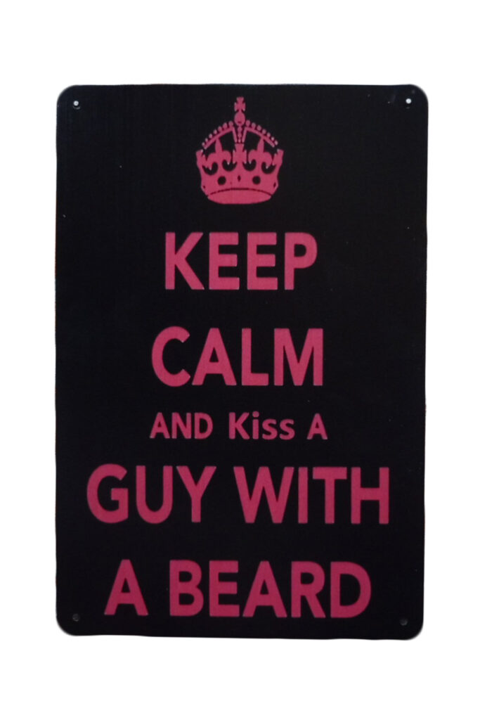 Metalen bord keep calm Kiss a guy