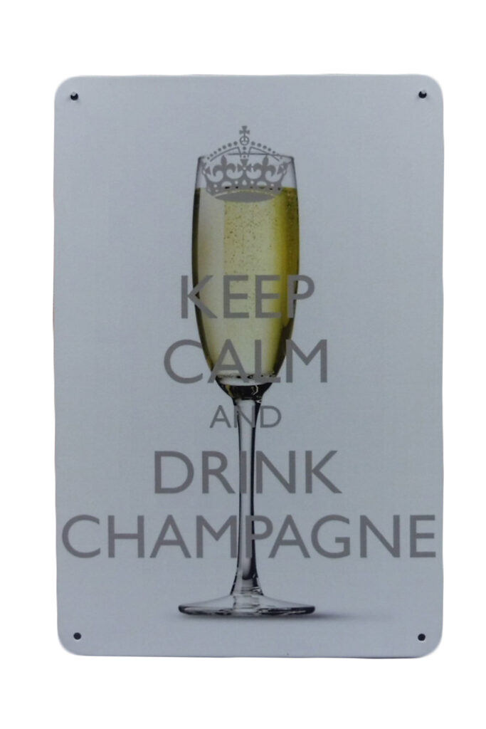 Metalen bord keep calm Champage