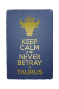Metalen bord keep calm Taurus