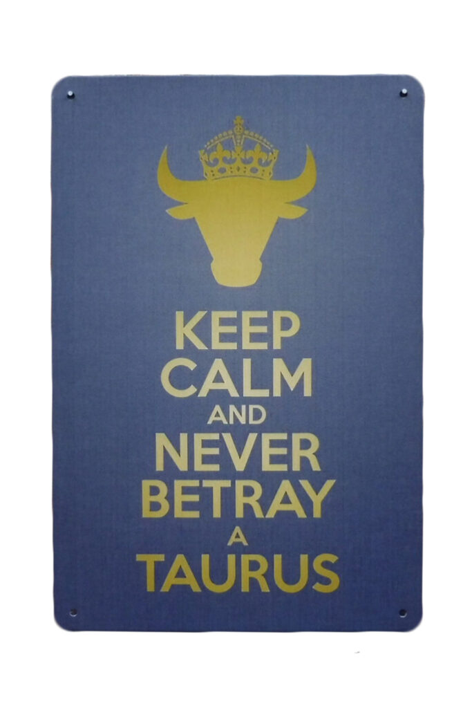 Metalen bord keep calm Taurus