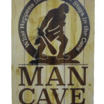 Metalen bord What happens in the cave