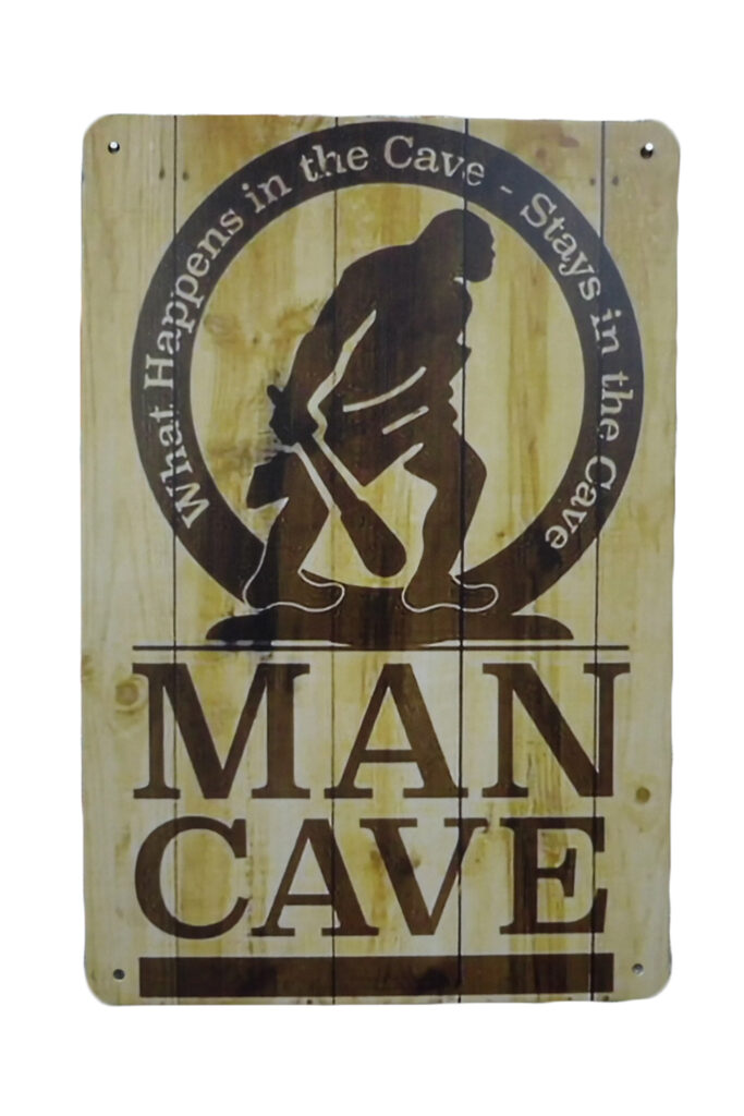 Metalen bord What happens in the cave