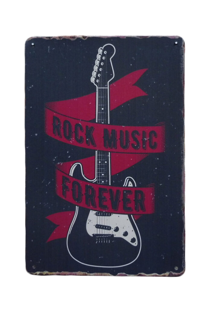 Metalen bord Rock music for ever