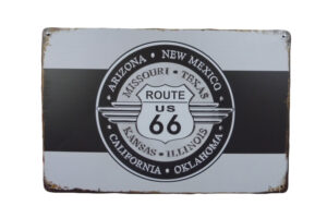 Metalen bord Route 66 plaats