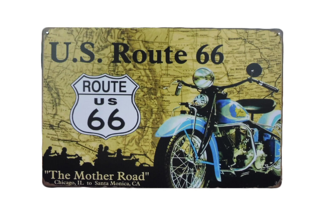 Metalen bord US route 66