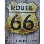 Metalen bord Route 66 feel the freedom