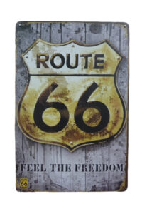 Metalen bord Route 66 feel the freedom