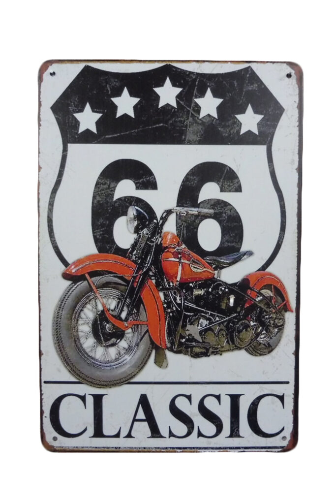 Metalen bord Route 66 classic