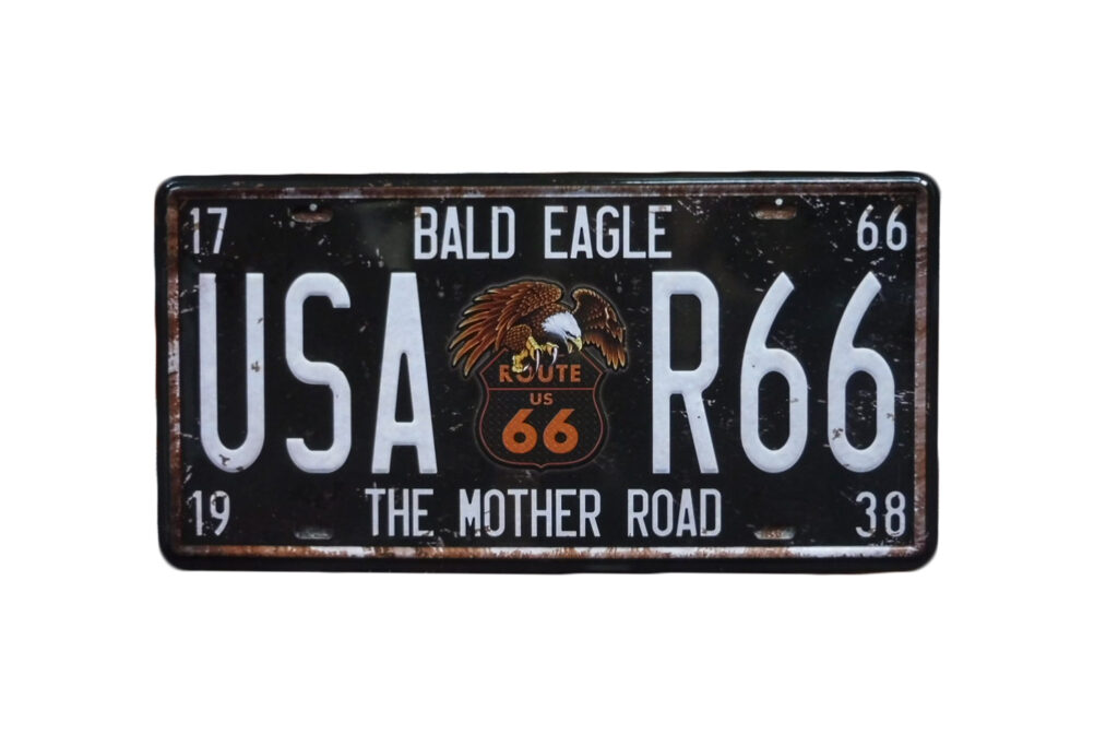 Metalen bord Route 66 Eagle