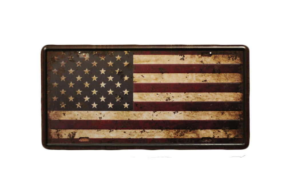 Metalen bord USA vlag