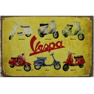 Metalen bord Vespa scooter 6 stuks
