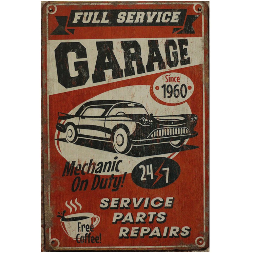 Metalen bord Garage full service