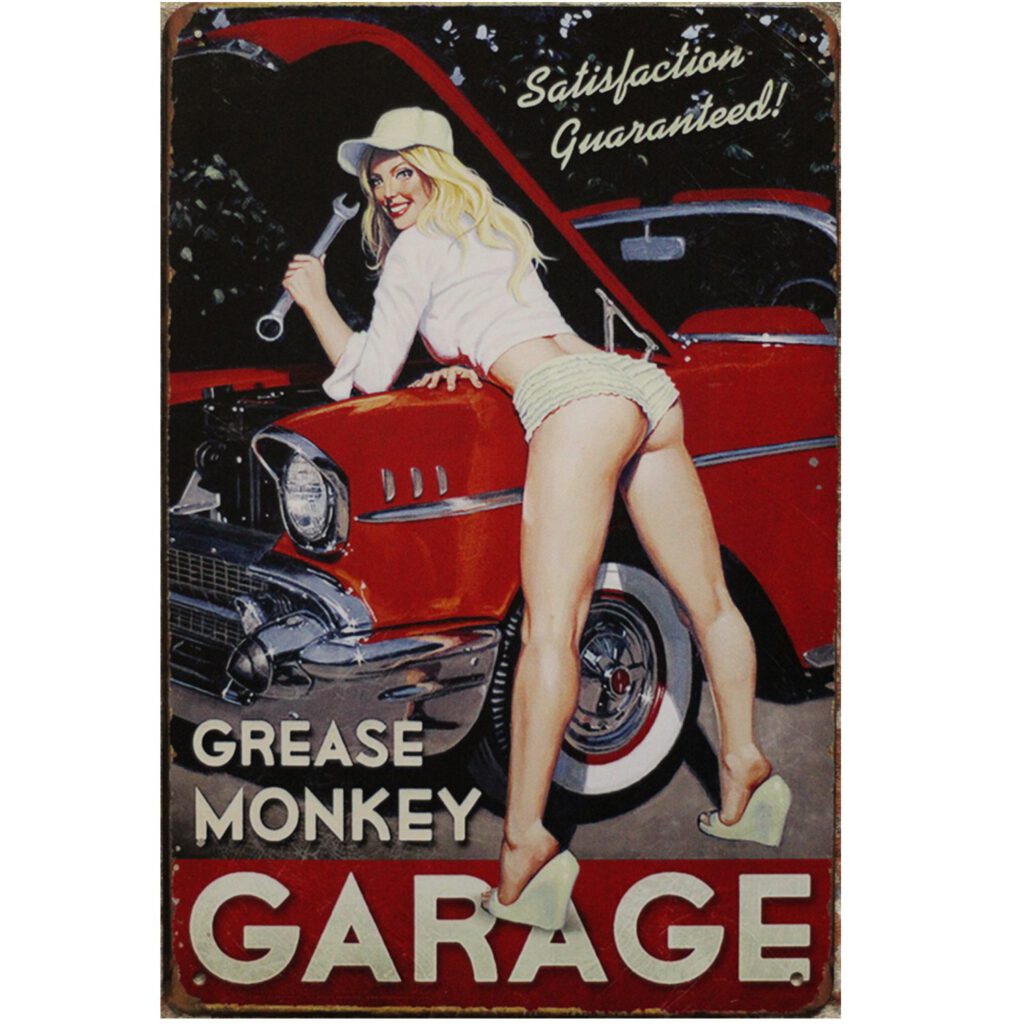 Metalen bord Garage grease monkey