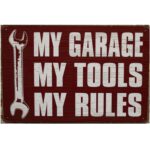 Metalen bord My garage my tools