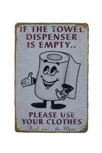 Metalen bord Please use your clothes