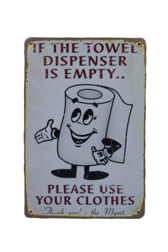 Metalen bord Please use your clothes