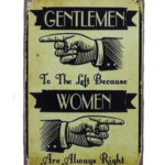 Metalen bord Gentlemen to the left