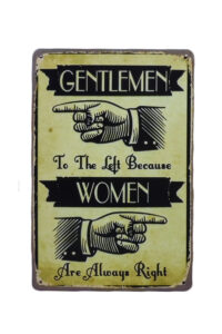 Metalen bord Gentlemen to the left