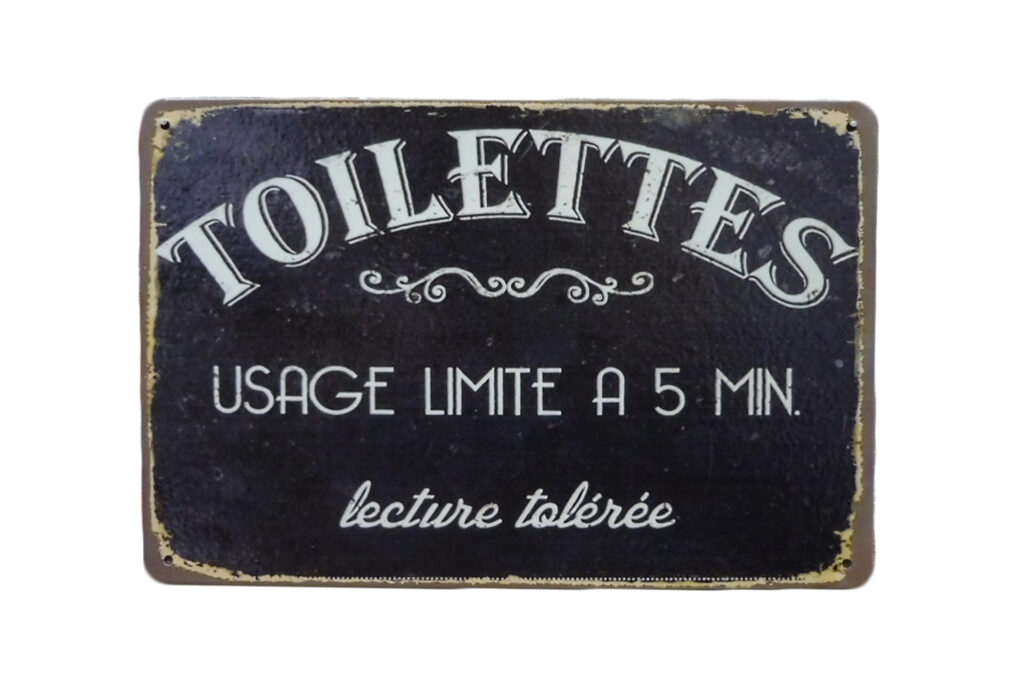 Metalen bord Toilettes