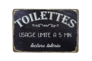 Metalen bord Toilettes