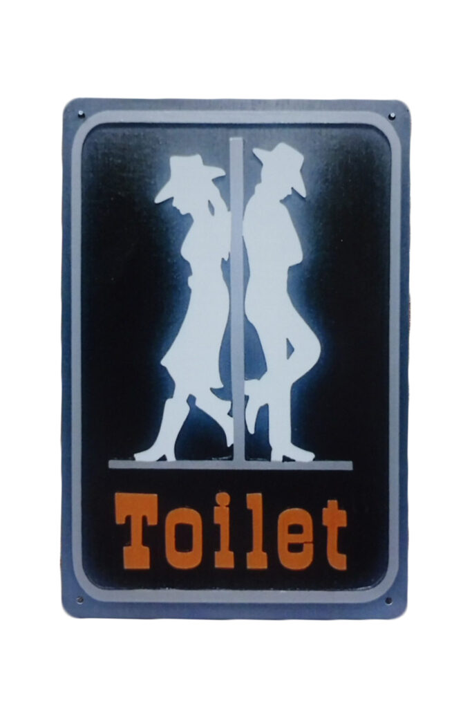 Metalen bord Toilet Cowboy