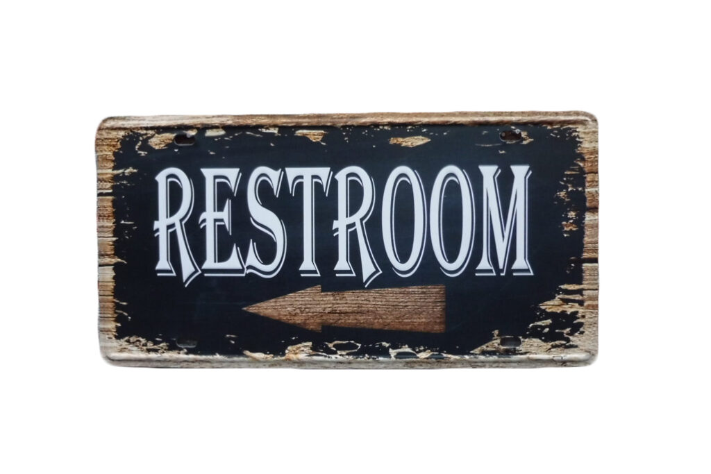 Metalen bord Restroom